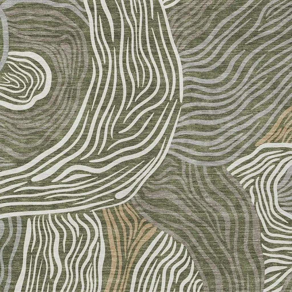 3' X 5' Olive Green And Gray Ikat Washable Indoor Outdoor Area Rug Homeroots Outdoor