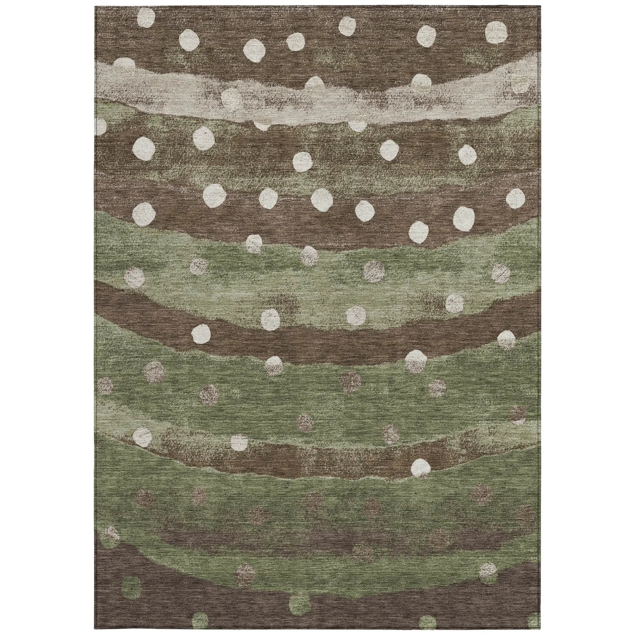 3' X 5' Olive Green And Gray Striped Washable Indoor Outdoor Area Rug Homeroots Outdoor