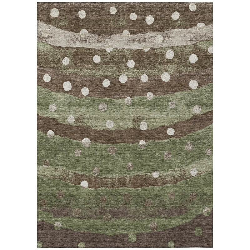 3' X 5' Olive Green And Gray Striped Washable Indoor Outdoor Area Rug Homeroots Outdoor