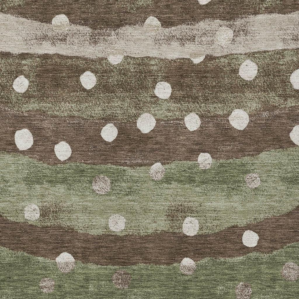 3' X 5' Olive Green And Gray Striped Washable Indoor Outdoor Area Rug Homeroots Outdoor