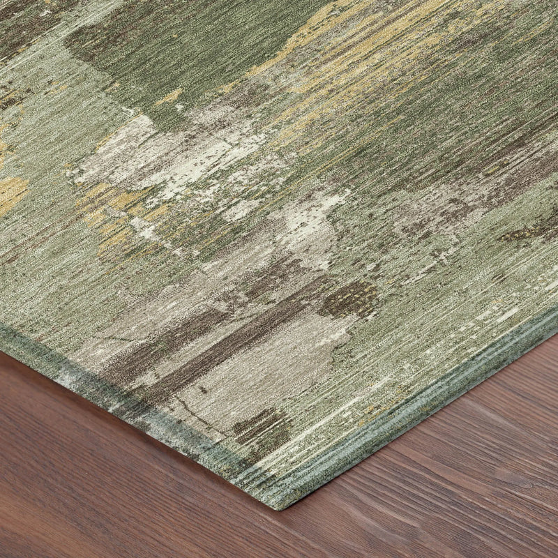 3' X 5' Olive Green And Green Abstract Washable Indoor Outdoor Area Rug Homeroots Outdoor