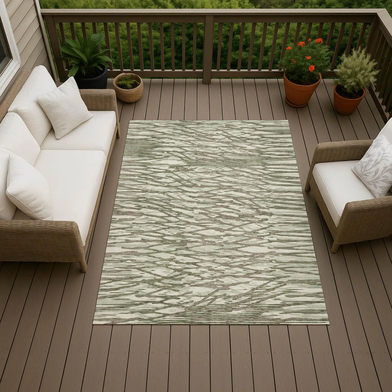 3' X 5' Olive Green And Green Abstract Washable Indoor Outdoor Area Rug Homeroots Outdoor