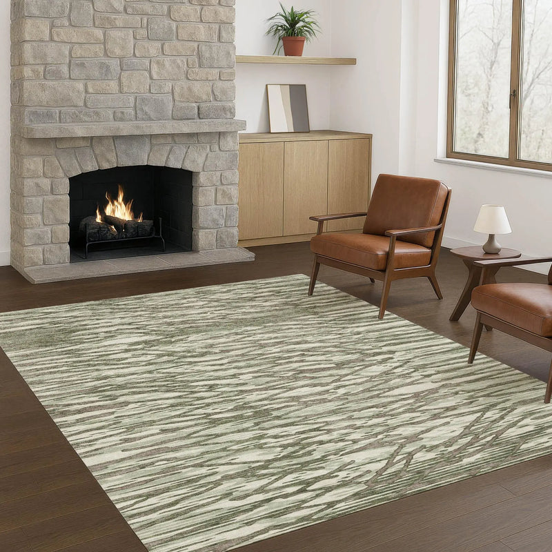 3' X 5' Olive Green And Green Abstract Washable Indoor Outdoor Area Rug Homeroots Outdoor