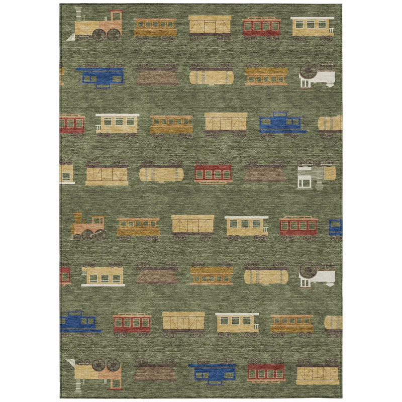3' X 5' Olive Green And Green Abstract Washable Indoor Outdoor Area Rug Homeroots Outdoor