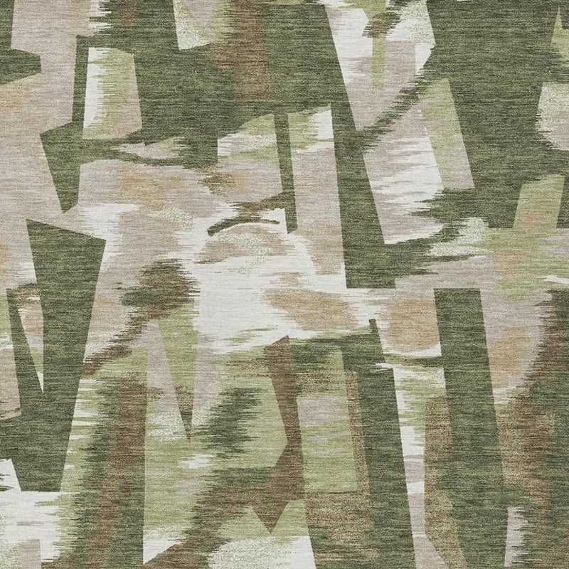 3' X 5' Olive Green And Green Abstract Washable Indoor Outdoor Area Rug Homeroots Outdoor
