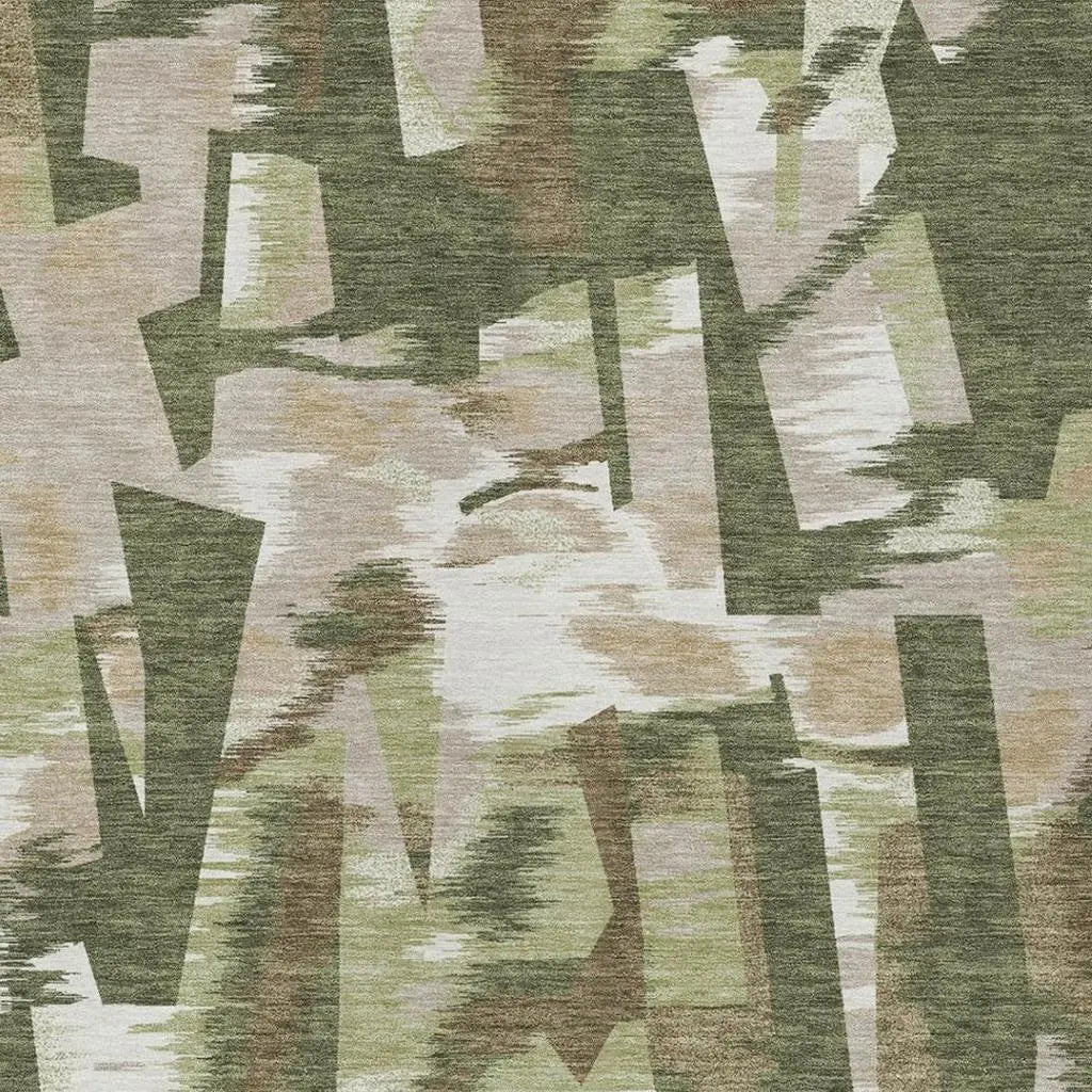 3' X 5' Olive Green And Green Abstract Washable Indoor Outdoor Area Rug Homeroots Outdoor