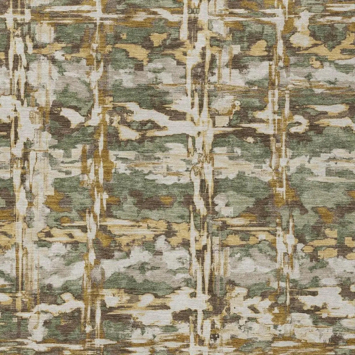 3' X 5' Olive Green And Green Abstract Washable Indoor Outdoor Area Rug Homeroots Outdoor