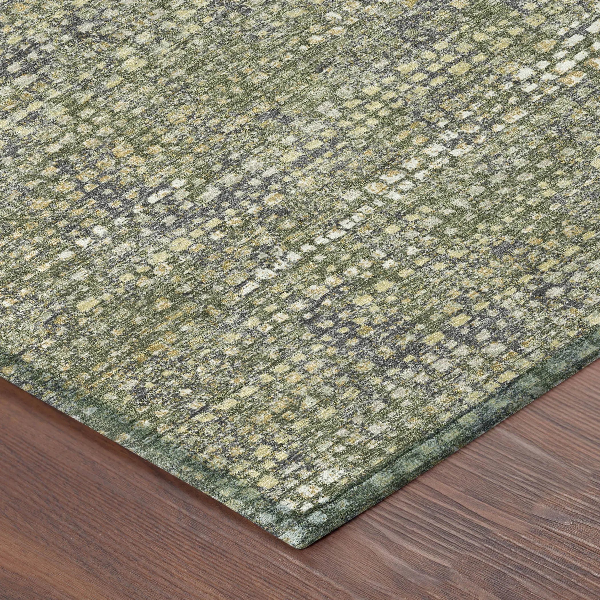 3' X 5' Olive Green And Green Abstract Washable Indoor Outdoor Area Rug Homeroots Outdoor