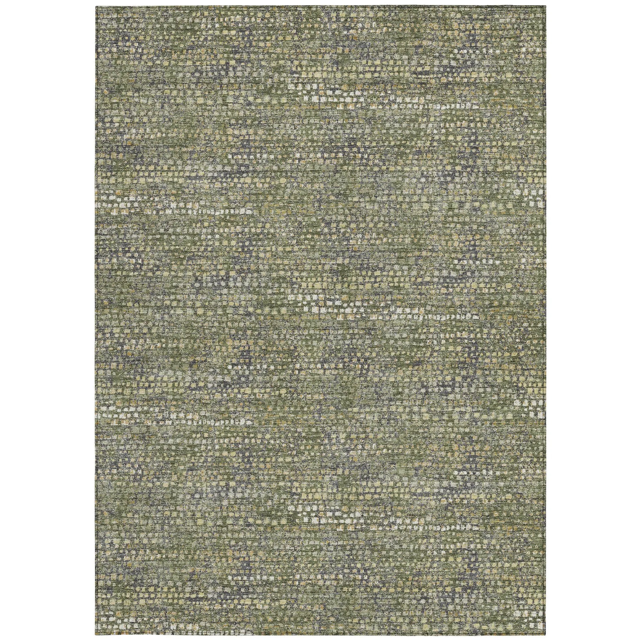 3' X 5' Olive Green And Green Abstract Washable Indoor Outdoor Area Rug Homeroots Outdoor