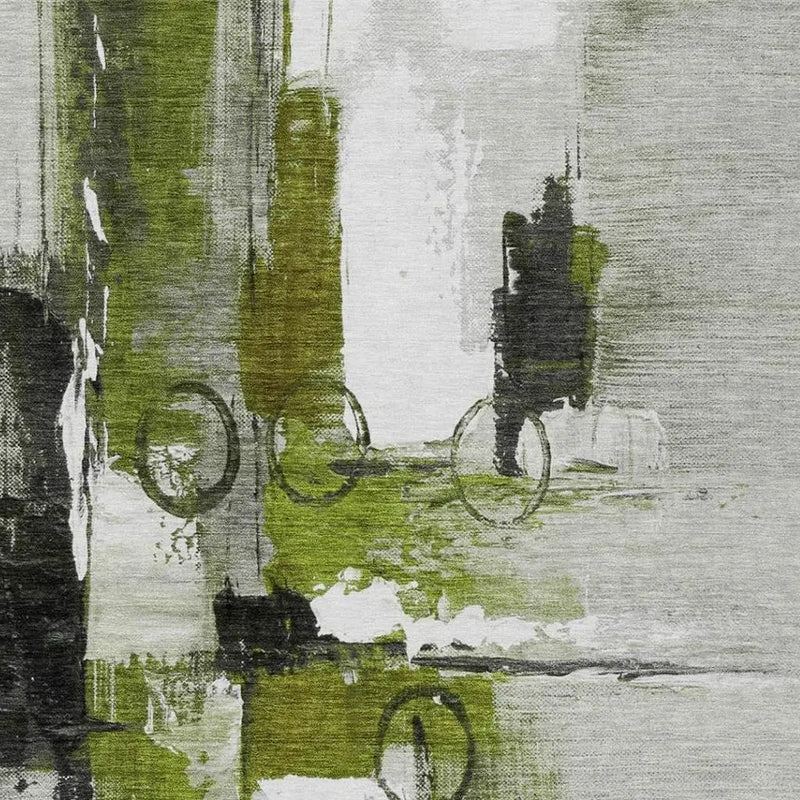 3' X 5' Olive Green And Green Abstract Washable Indoor Outdoor Area Rug Homeroots Outdoor