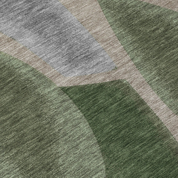 3' X 5' Olive Green And Green Abstract Washable Indoor Outdoor Area Rug Homeroots Outdoor