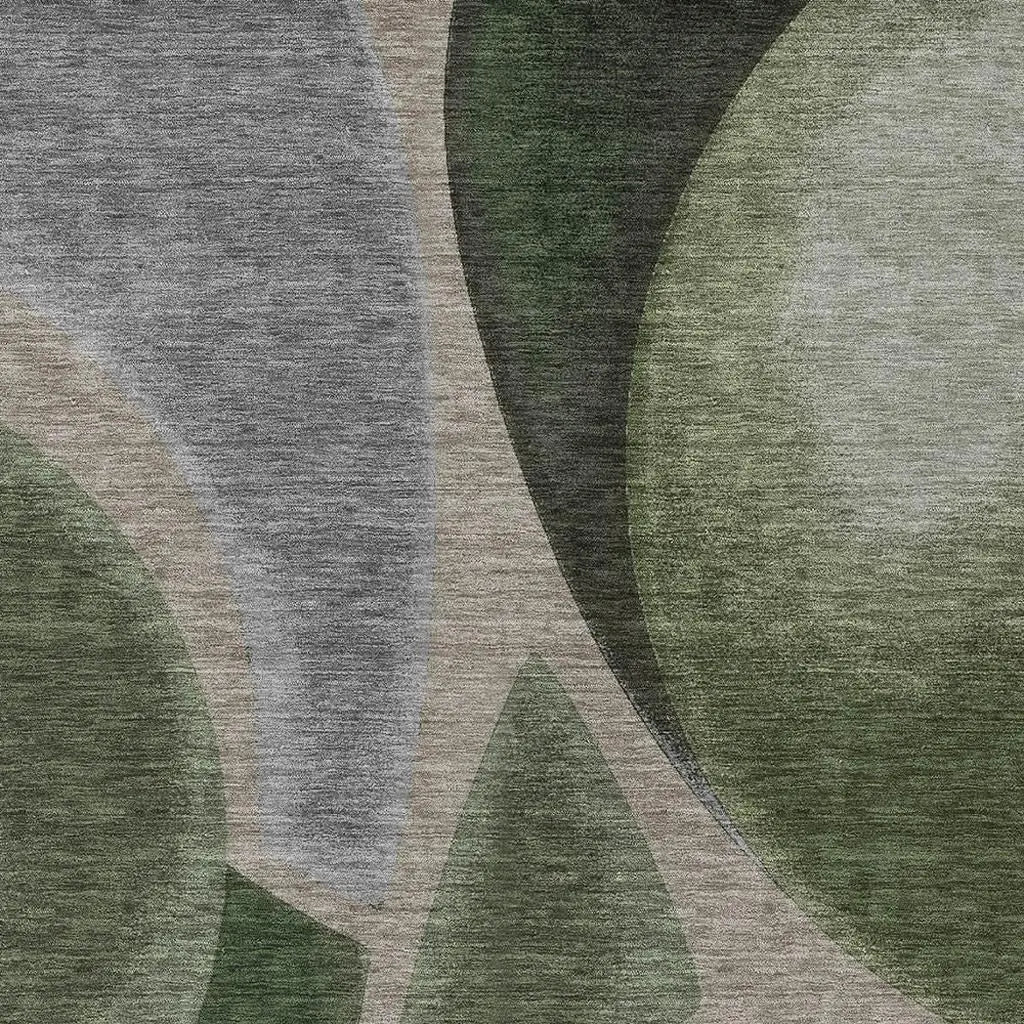 3' X 5' Olive Green And Green Abstract Washable Indoor Outdoor Area Rug Homeroots Outdoor
