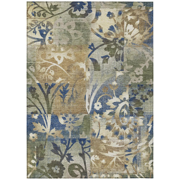 3' X 5' Olive Green And Green Botanical Leaves Washable Indoor Outdoor Area Rug Homeroots Outdoor