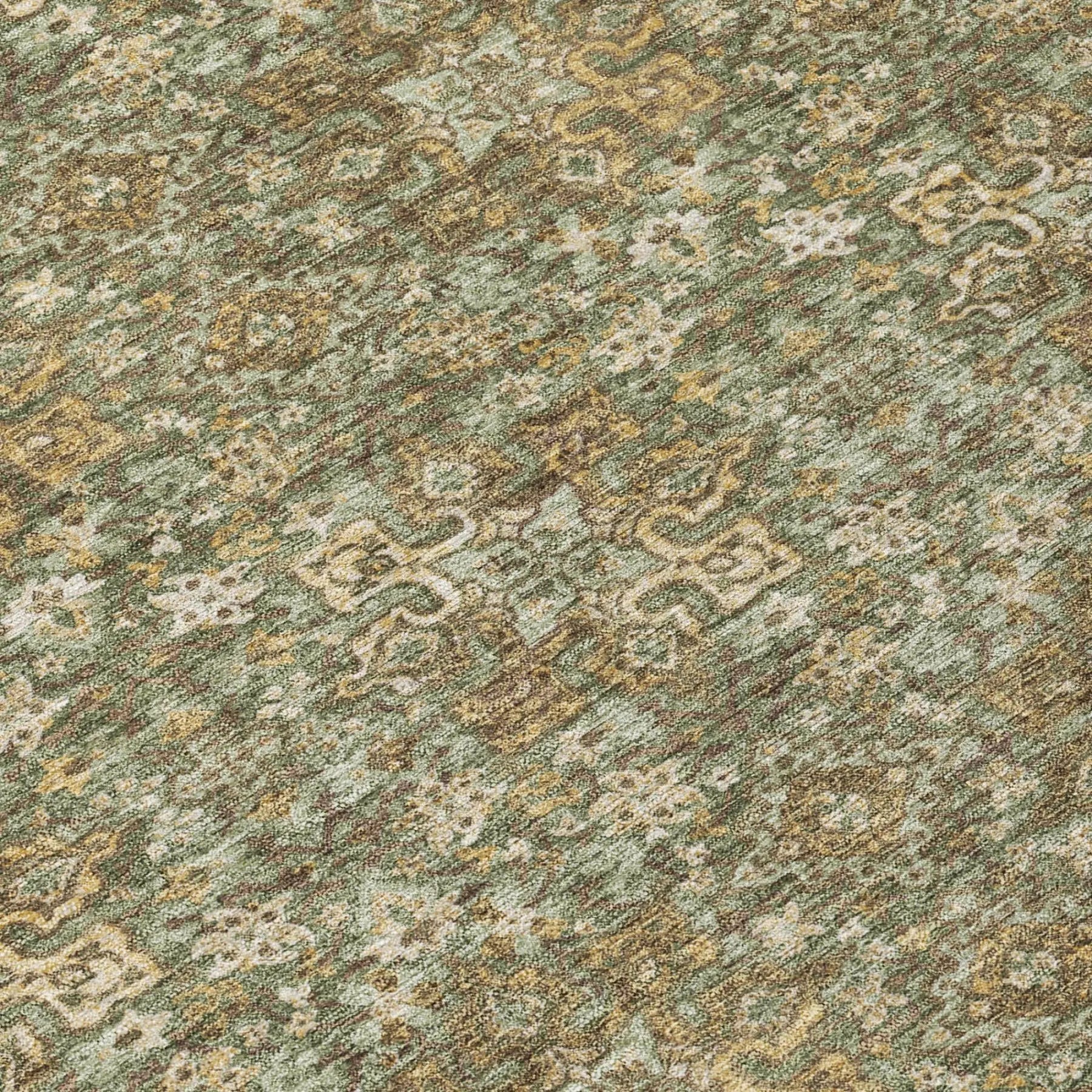 3' X 5' Olive Green And Green Damask Washable Indoor Outdoor Area Rug Homeroots Outdoor