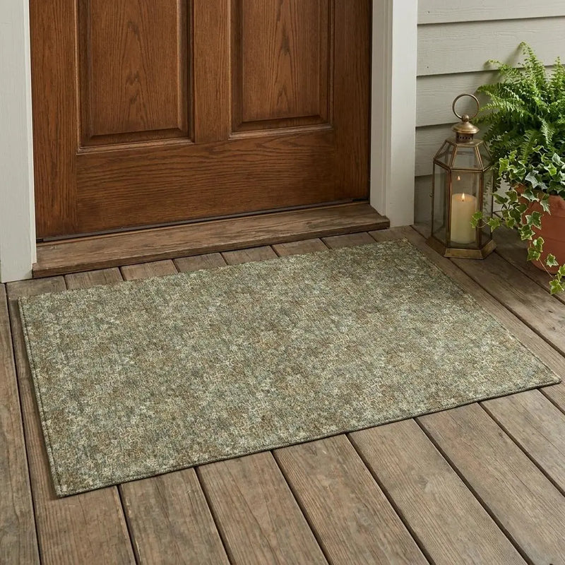 3' X 5' Olive Green And Green Damask Washable Indoor Outdoor Area Rug Homeroots Outdoor