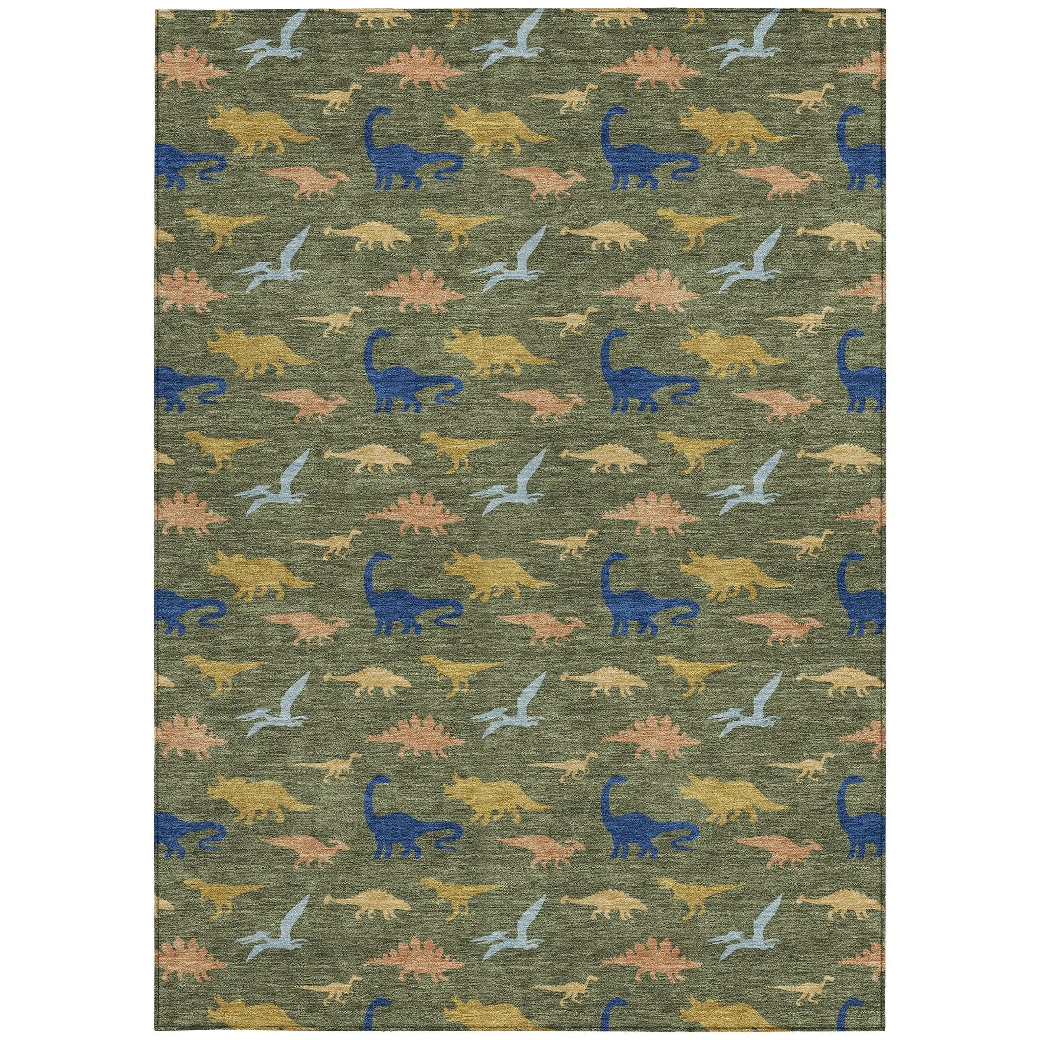 3' X 5' Olive Green And Green Geometric Washable Indoor Outdoor Area Rug Homeroots Outdoor