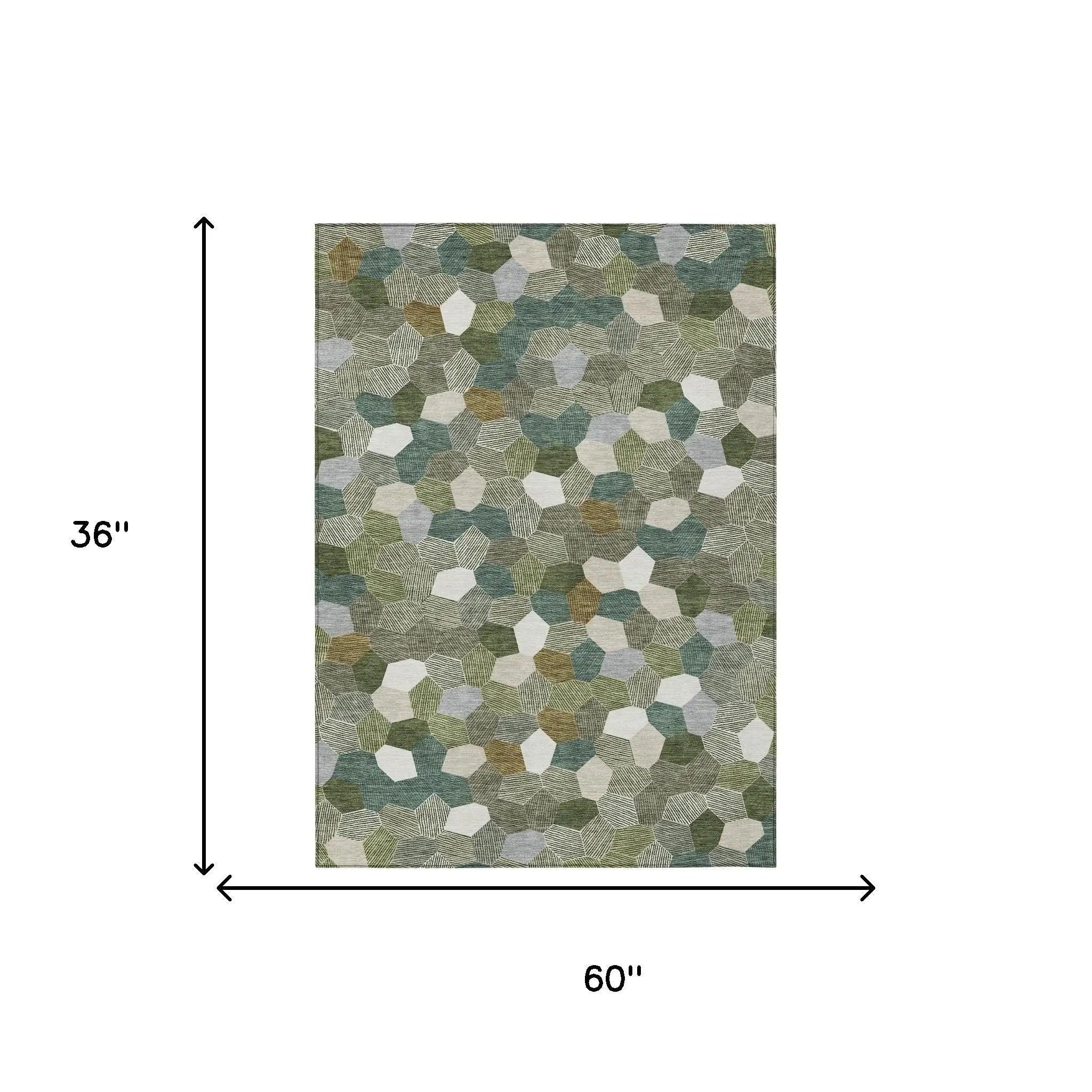 3' X 5' Olive Green And Green Geometric Washable Indoor Outdoor Area Rug Homeroots Outdoor