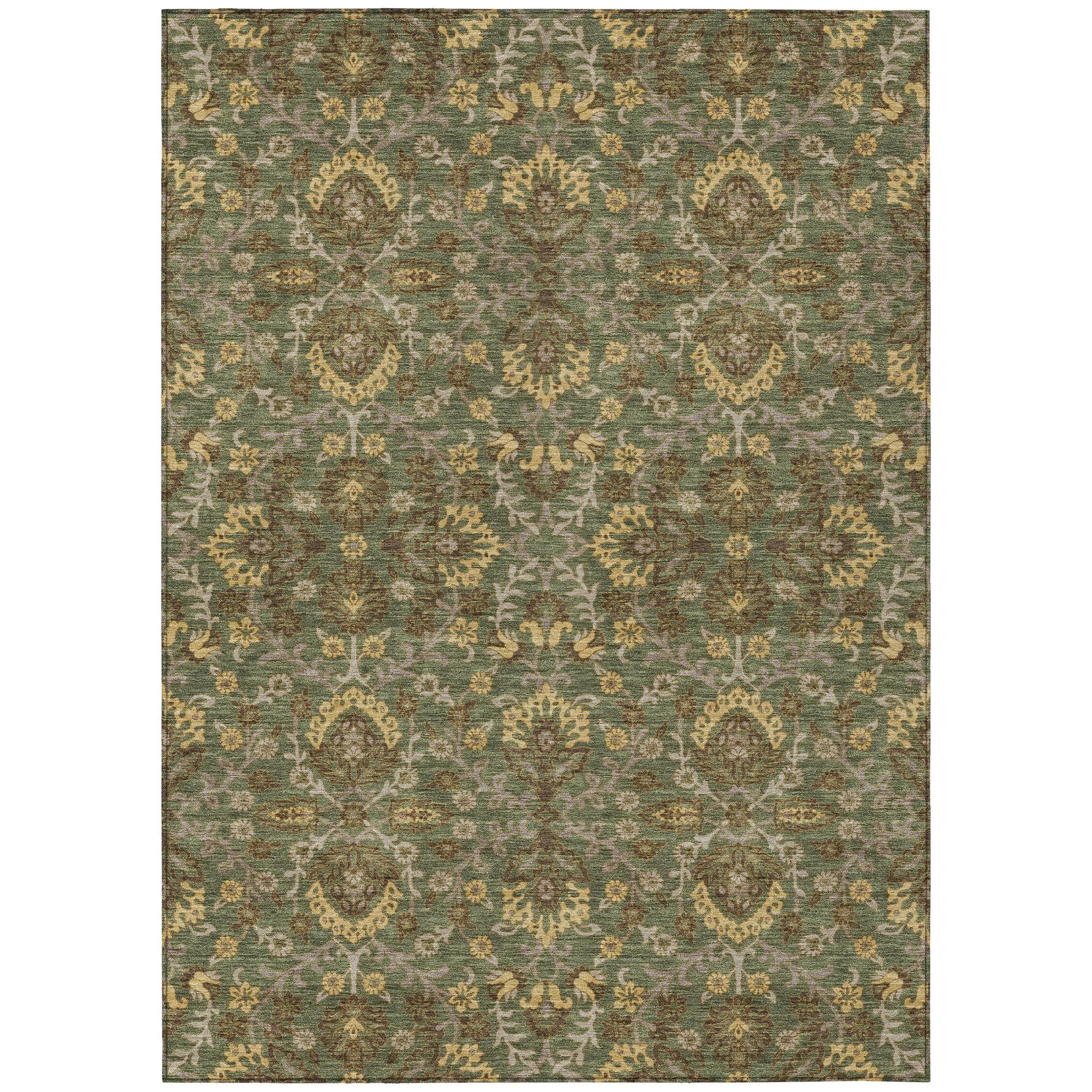3' X 5' Olive Green And Green Geometric Washable Indoor Outdoor Area Rug Homeroots Outdoor