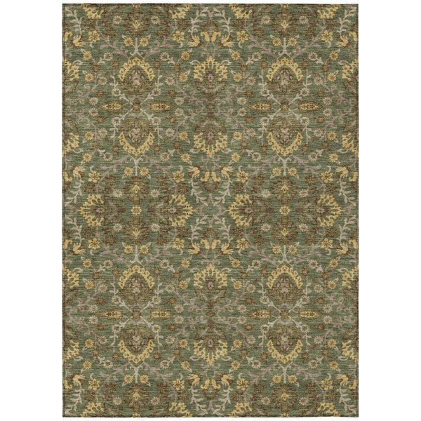 3' X 5' Olive Green And Green Geometric Washable Indoor Outdoor Area Rug Homeroots Outdoor