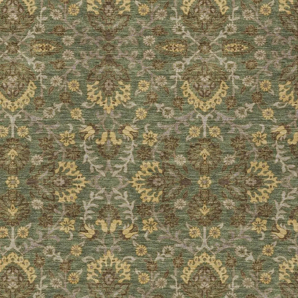 3' X 5' Olive Green And Green Geometric Washable Indoor Outdoor Area Rug Homeroots Outdoor