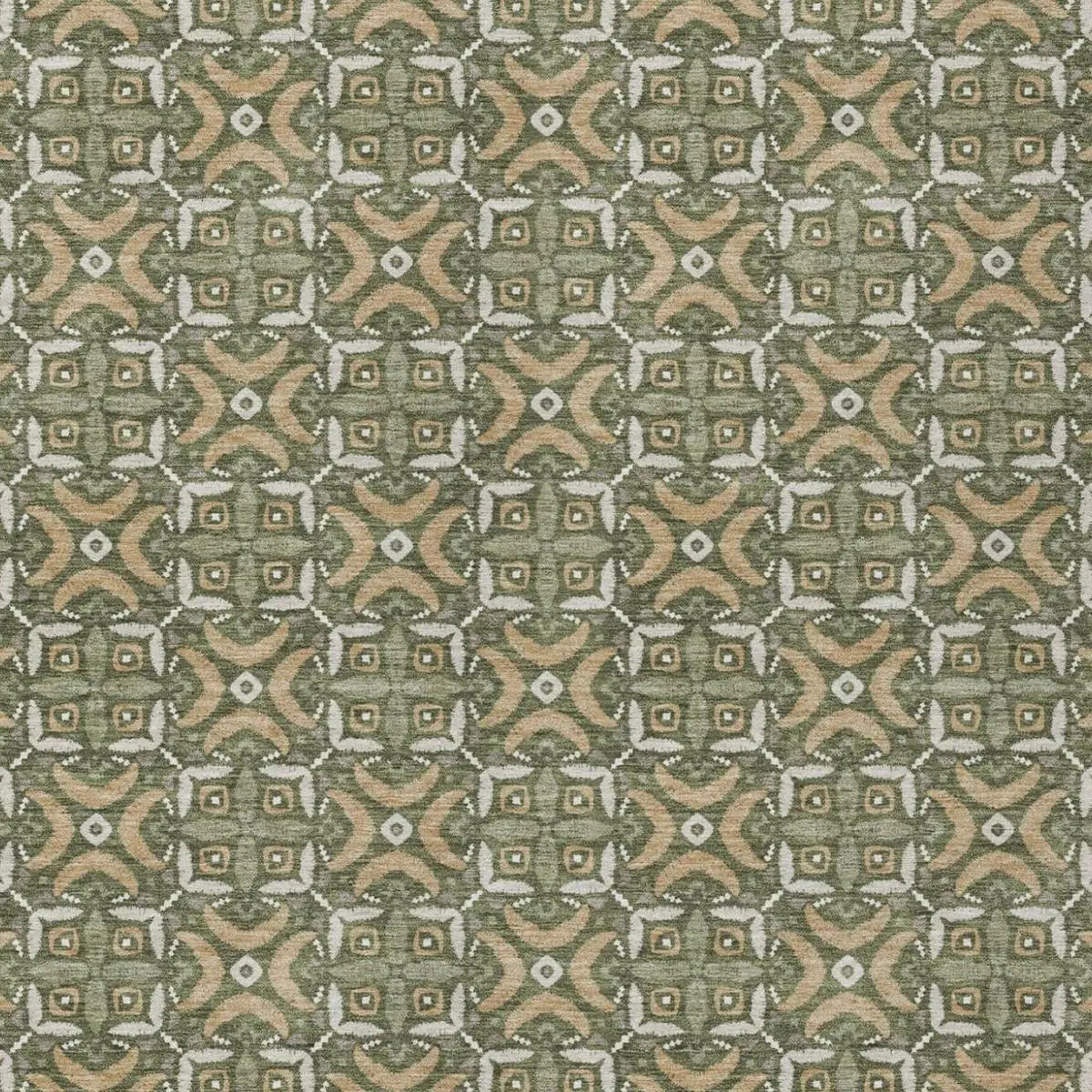 3' X 5' Olive Green And Green Geometric Washable Indoor Outdoor Area Rug Homeroots Outdoor