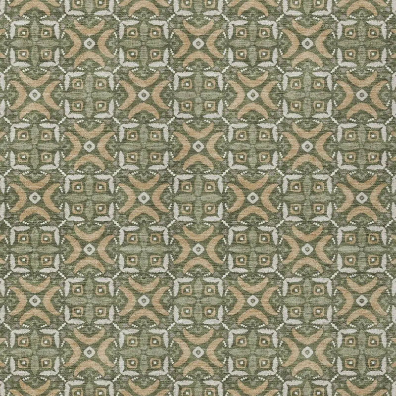 3' X 5' Olive Green And Green Geometric Washable Indoor Outdoor Area Rug Homeroots Outdoor