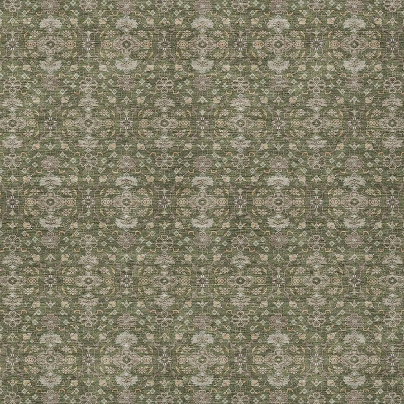 3' X 5' Olive Green And Green Oriental Washable Indoor Outdoor Area Rug Homeroots Outdoor