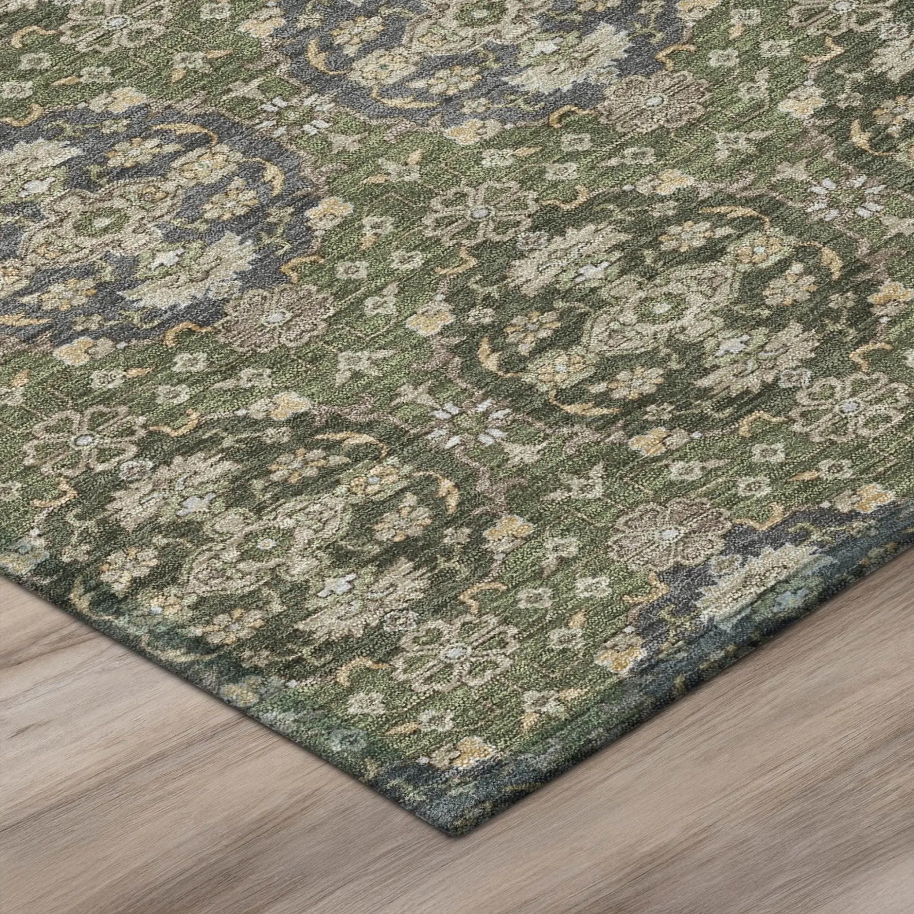 3' X 5' Olive Green And Green Striped Washable Indoor Outdoor Area Rug Homeroots Outdoor