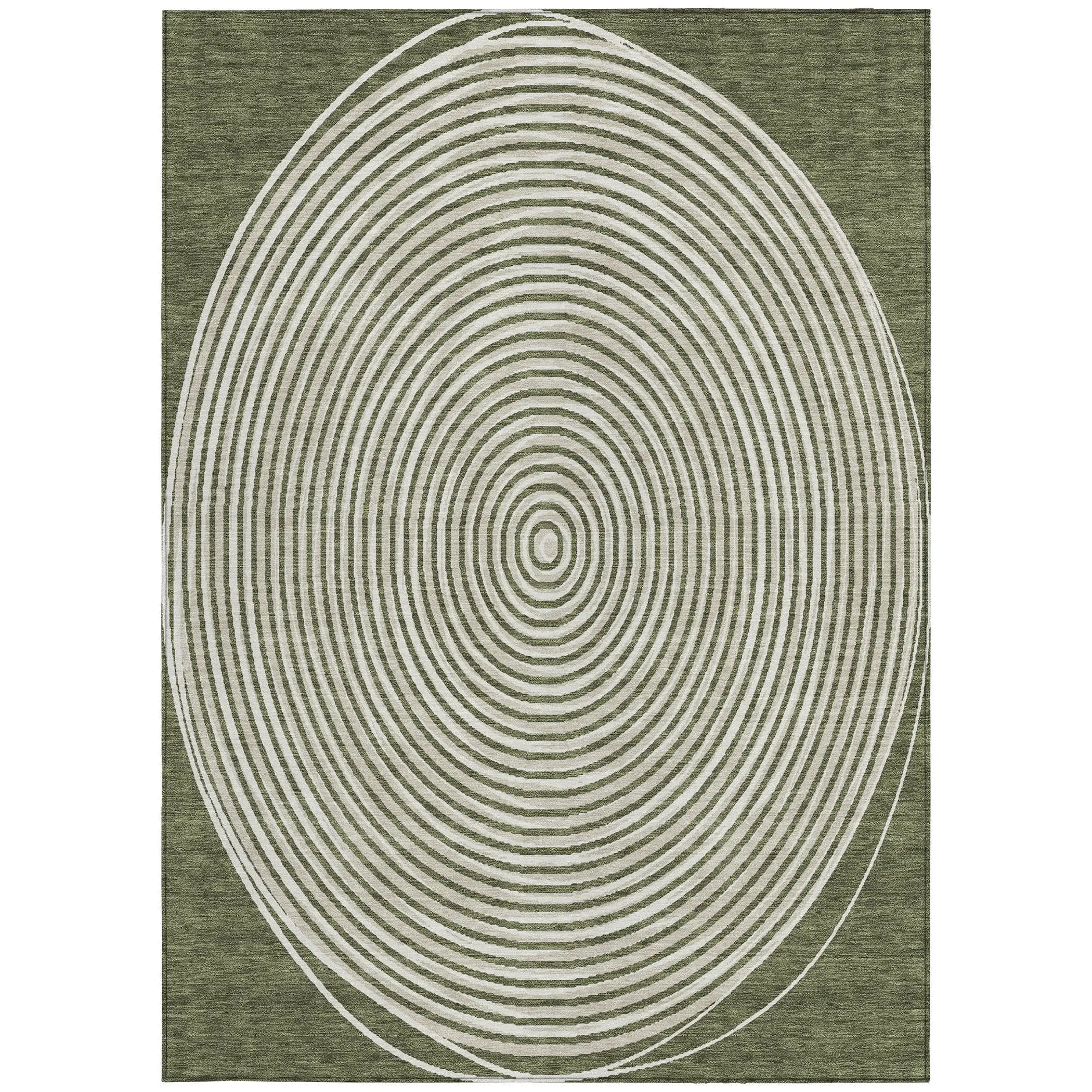 3' X 5' Olive Green And Ivory Geometric Washable Indoor Outdoor Area Rug Homeroots Outdoor