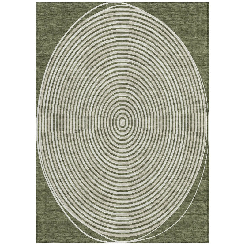3' X 5' Olive Green And Ivory Geometric Washable Indoor Outdoor Area Rug Homeroots Outdoor