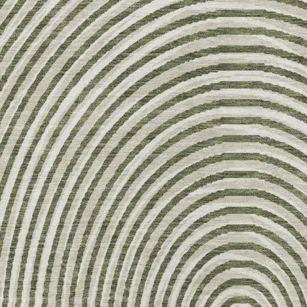 3' X 5' Olive Green And Ivory Geometric Washable Indoor Outdoor Area Rug Homeroots Outdoor