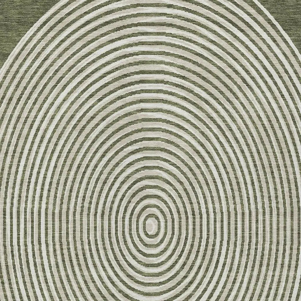 3' X 5' Olive Green And Ivory Geometric Washable Indoor Outdoor Area Rug Homeroots Outdoor