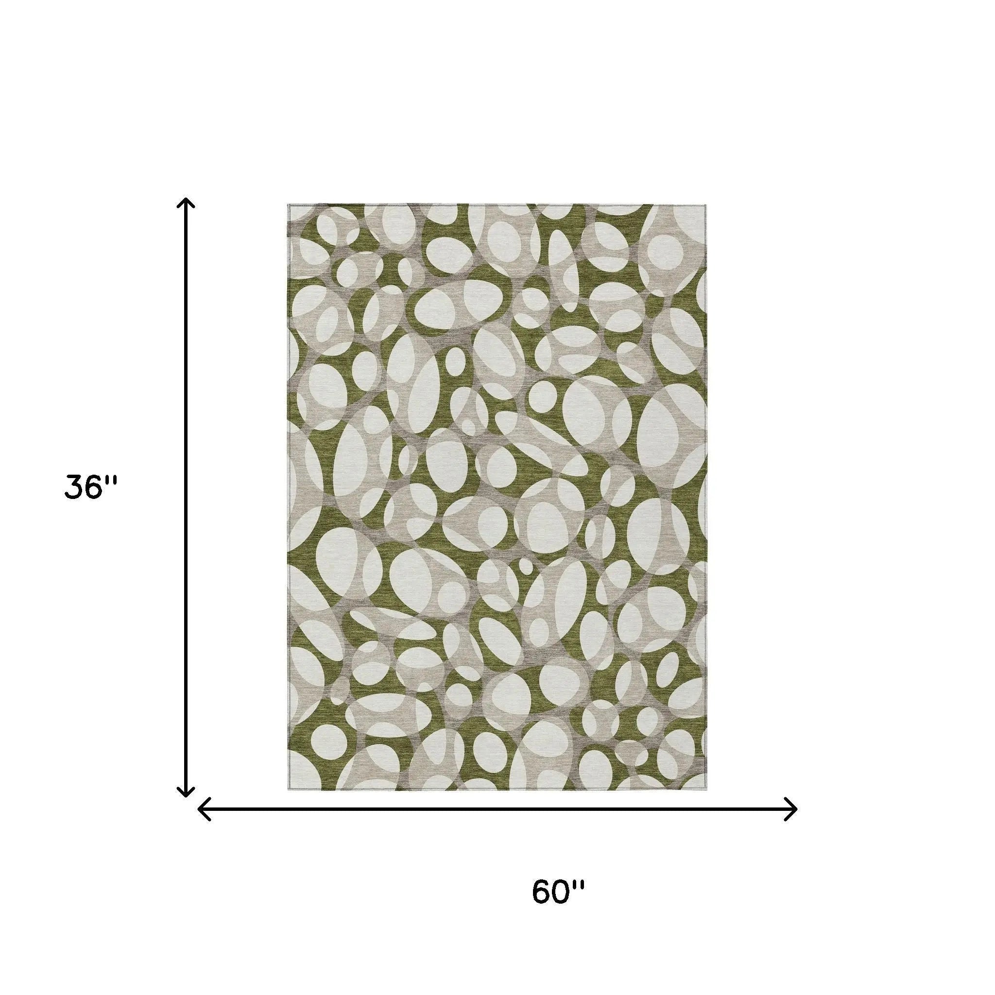 3' X 5' Olive Green And Linen Abstract Washable Indoor Outdoor Area Rug Homeroots Outdoor