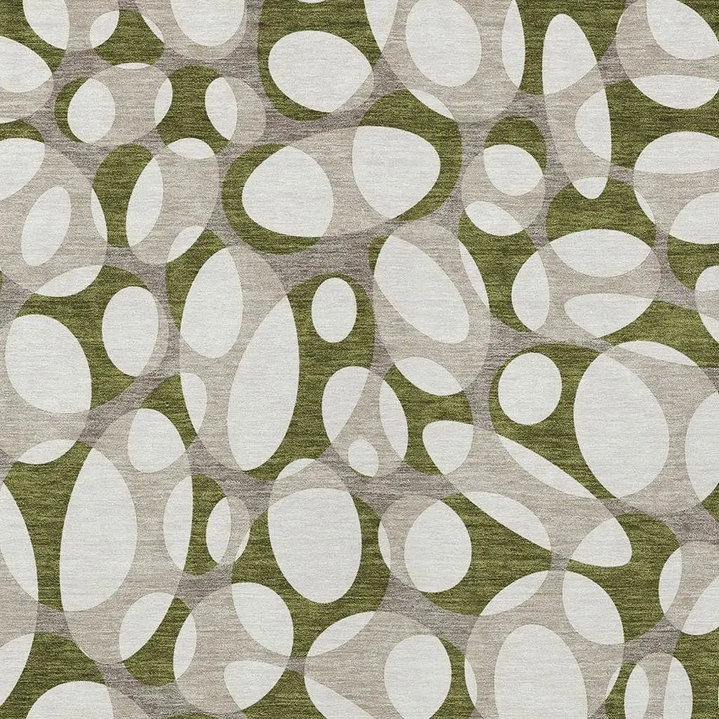 3' X 5' Olive Green And Linen Abstract Washable Indoor Outdoor Area Rug Homeroots Outdoor