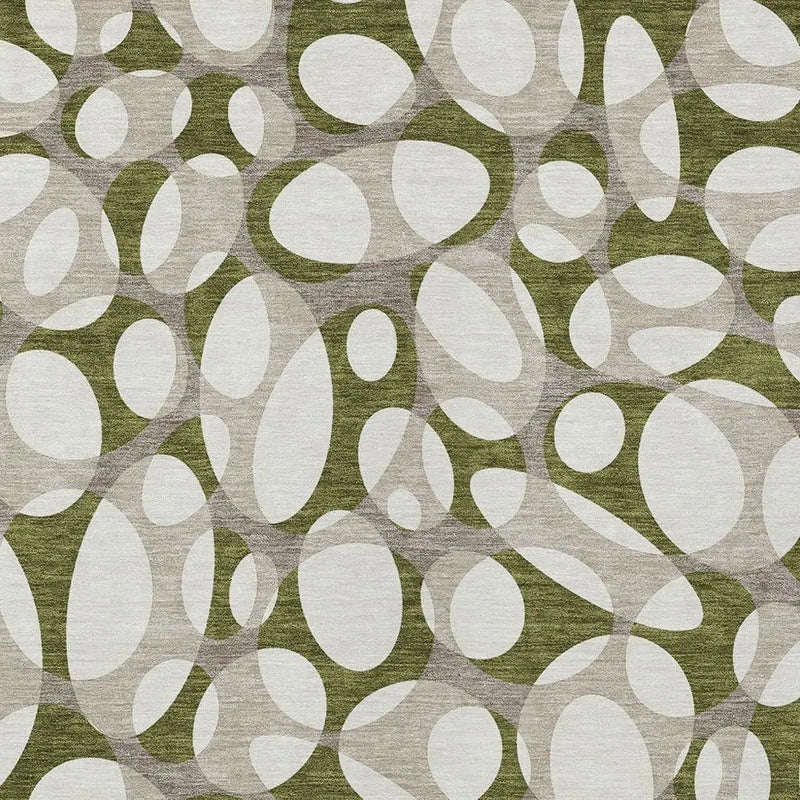 3' X 5' Olive Green And Linen Abstract Washable Indoor Outdoor Area Rug Homeroots Outdoor
