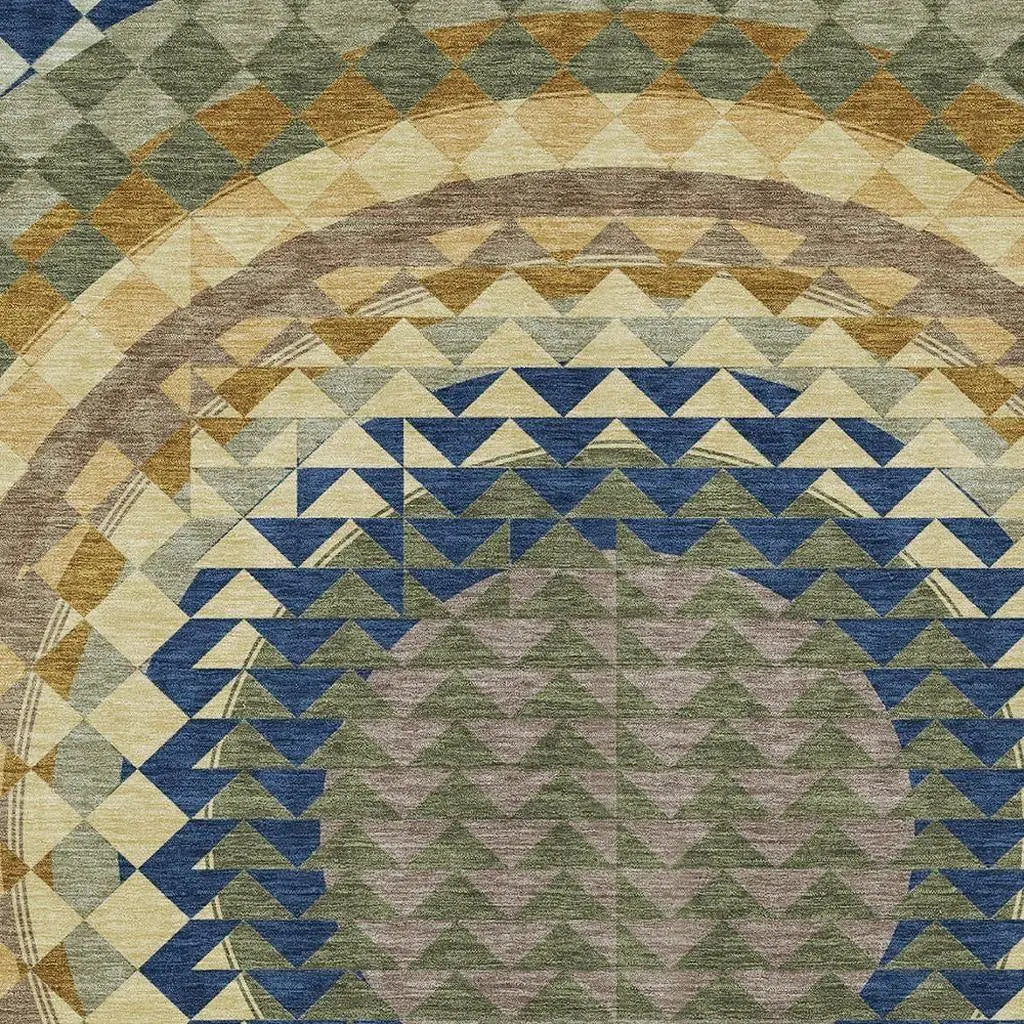 3' X 5' Olive Green And Rust Geometric Washable Indoor Outdoor Area Rug Homeroots Outdoor