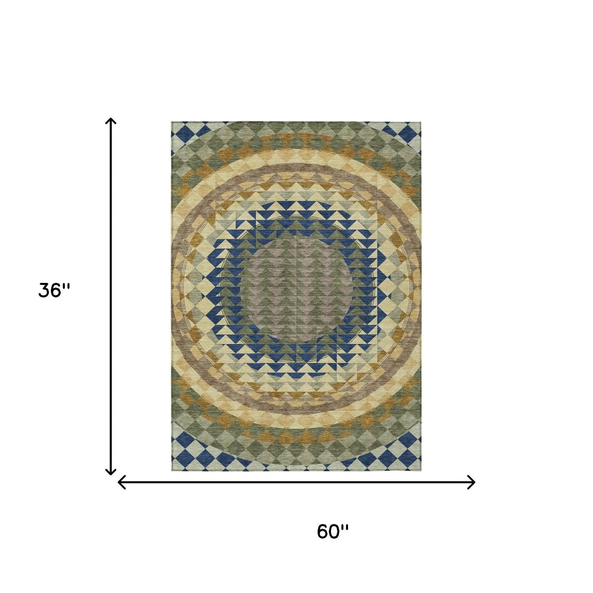 3' X 5' Olive Green And Rust Geometric Washable Indoor Outdoor Area Rug Homeroots Outdoor