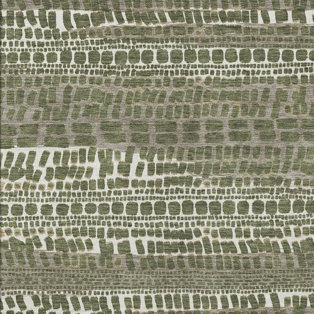 3' X 5' Olive Green And Taupe Abstract Washable Indoor Outdoor Area Rug Homeroots Outdoor