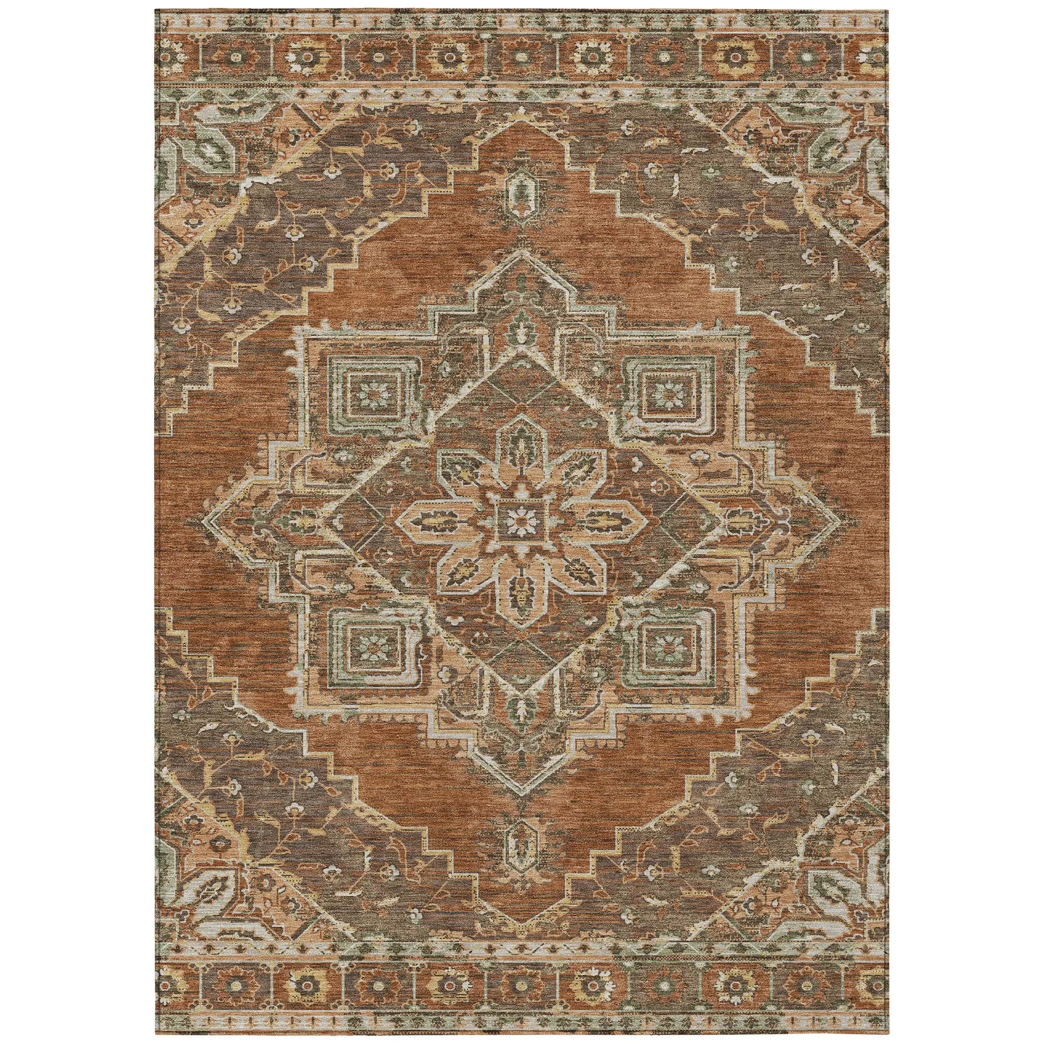 3' X 5' Orange And Aqua Oriental Washable Indoor Outdoor Area Rug Homeroots Outdoor