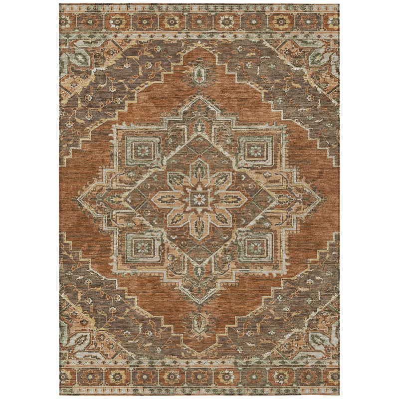 3' X 5' Orange And Aqua Oriental Washable Indoor Outdoor Area Rug Homeroots Outdoor