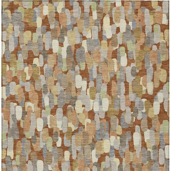 3' X 5' Orange And Beige Abstract Washable Indoor Outdoor Area Rug Homeroots Outdoor