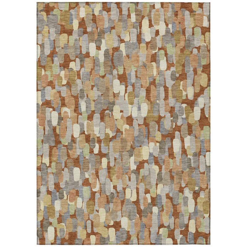 3' X 5' Orange And Beige Abstract Washable Indoor Outdoor Area Rug Homeroots Outdoor