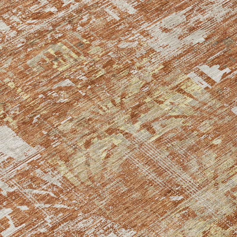 3' X 5' Orange And Beige Abstract Washable Indoor Outdoor Area Rug Homeroots Outdoor