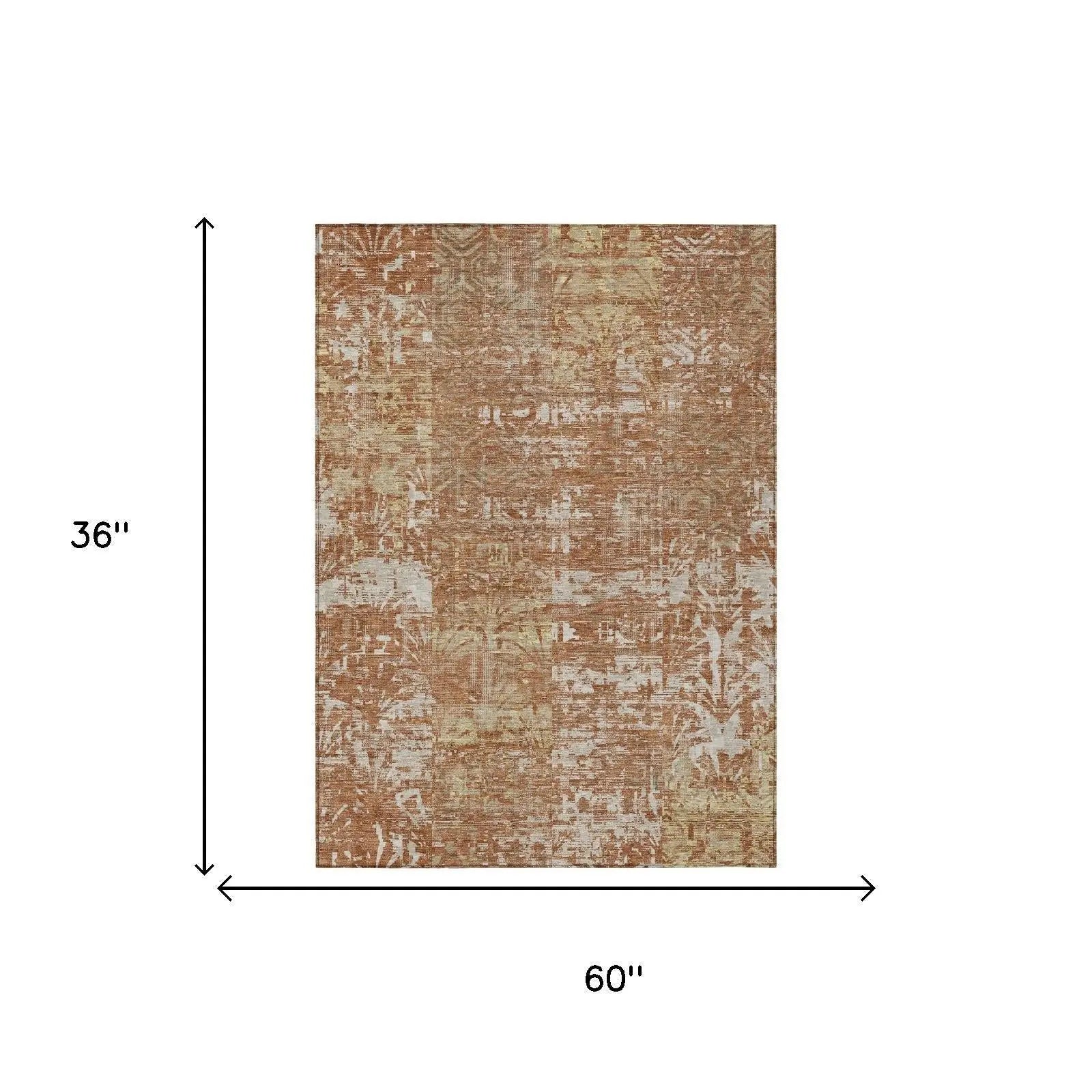 3' X 5' Orange And Beige Abstract Washable Indoor Outdoor Area Rug Homeroots Outdoor