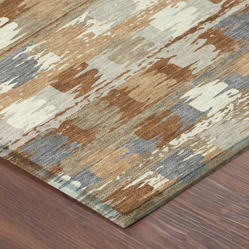 3' X 5' Orange And Beige Abstract Washable Indoor Outdoor Area Rug Homeroots Outdoor