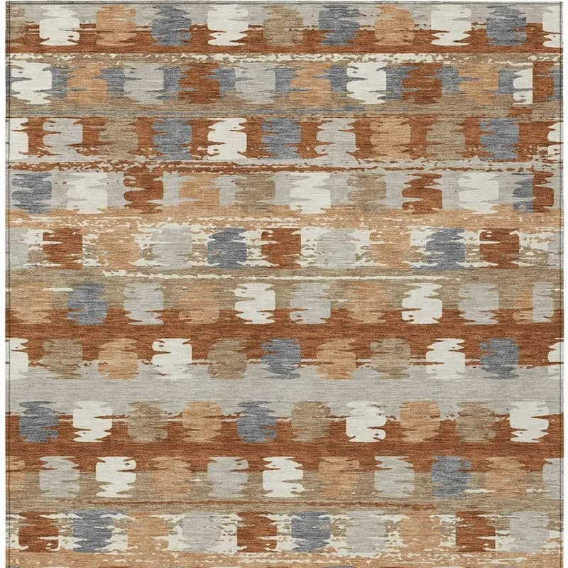 3' X 5' Orange And Beige Abstract Washable Indoor Outdoor Area Rug Homeroots Outdoor