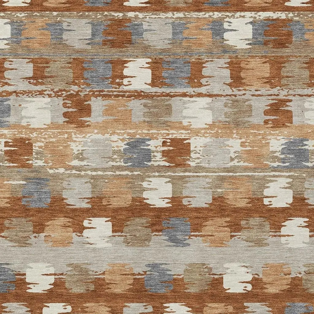 3' X 5' Orange And Beige Abstract Washable Indoor Outdoor Area Rug Homeroots Outdoor