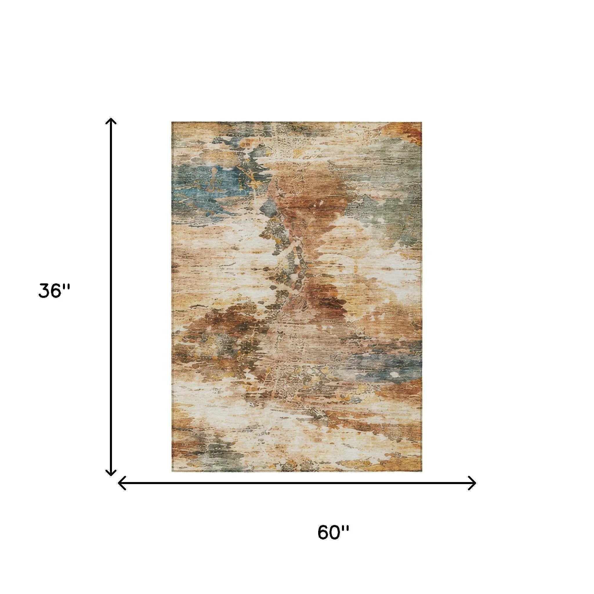3' X 5' Orange And Beige Abstract Washable Indoor Outdoor Area Rug Homeroots Outdoor