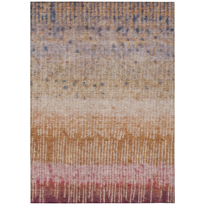 3' X 5' Orange And Beige Abstract Washable Indoor Outdoor Area Rug Homeroots Outdoor