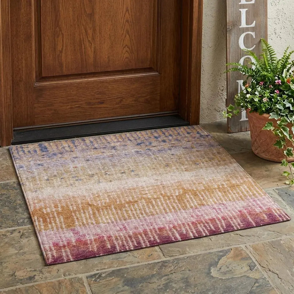 3' X 5' Orange And Beige Abstract Washable Indoor Outdoor Area Rug Homeroots Outdoor